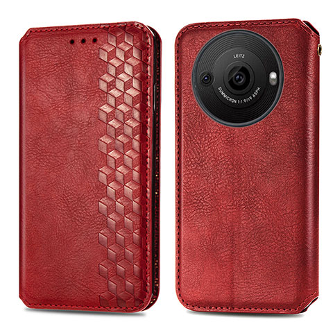 Custodia Portafoglio In Pelle Cover con Supporto S01D per Sharp Aquos R8 Pro Rosso