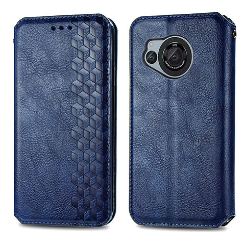 Custodia Portafoglio In Pelle Cover con Supporto S01D per Sharp Aquos R8s Blu