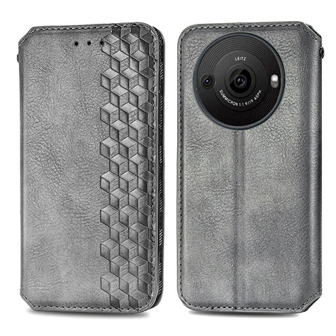 Custodia Portafoglio In Pelle Cover con Supporto S01D per Sharp Aquos R8s Pro Grigio