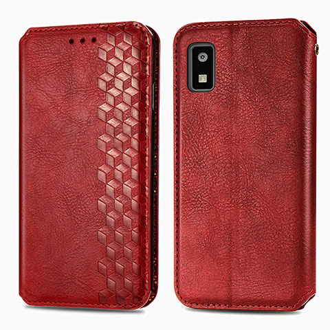 Custodia Portafoglio In Pelle Cover con Supporto S01D per Sharp Aquos wish3 Rosso