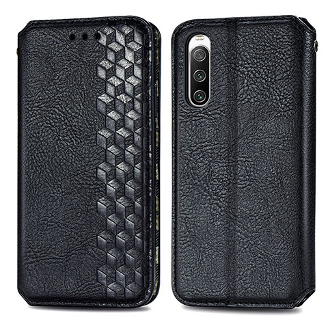 Custodia Portafoglio In Pelle Cover con Supporto S01D per Sony Xperia 10 V Nero