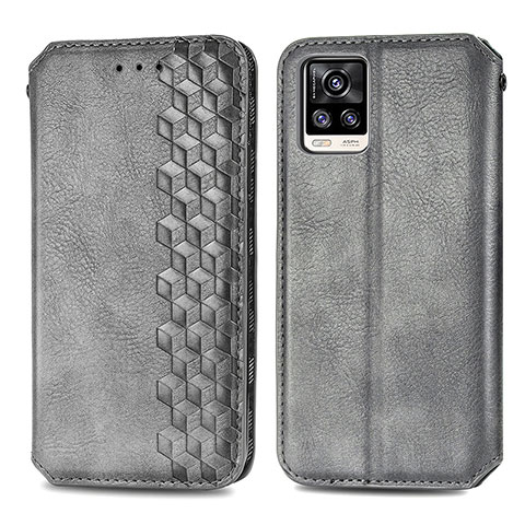 Custodia Portafoglio In Pelle Cover con Supporto S01D per Vivo V20 (2021) Grigio