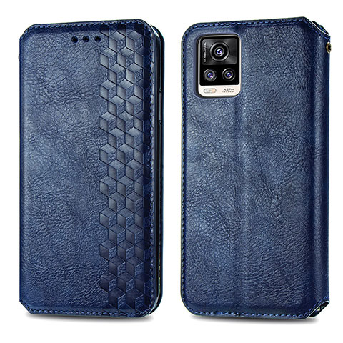 Custodia Portafoglio In Pelle Cover con Supporto S01D per Vivo V20 Blu