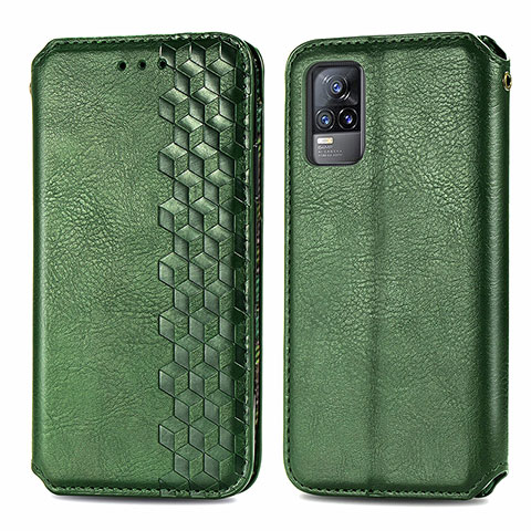 Custodia Portafoglio In Pelle Cover con Supporto S01D per Vivo V21e 4G Verde