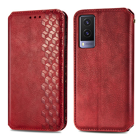 Custodia Portafoglio In Pelle Cover con Supporto S01D per Vivo V21e 5G Rosso