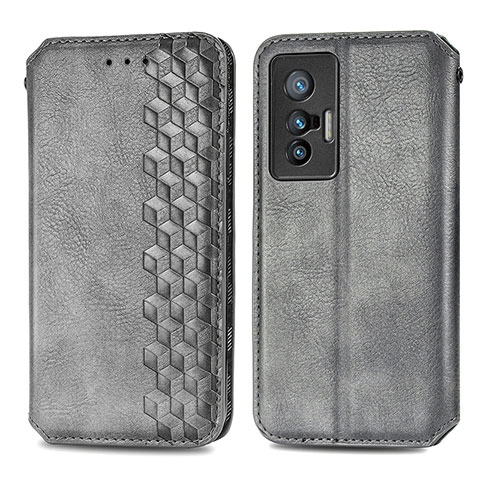 Custodia Portafoglio In Pelle Cover con Supporto S01D per Vivo X70 5G Grigio