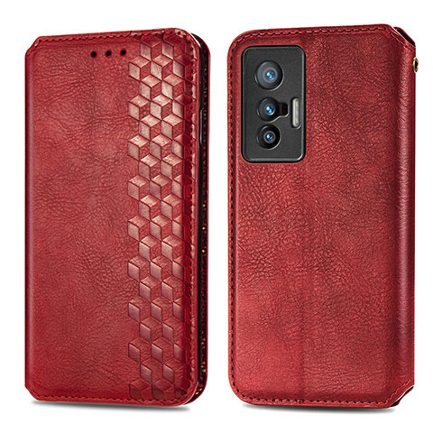 Custodia Portafoglio In Pelle Cover con Supporto S01D per Vivo X70 5G Rosso