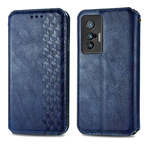 Custodia Portafoglio In Pelle Cover con Supporto S01D per Vivo X70t Blu