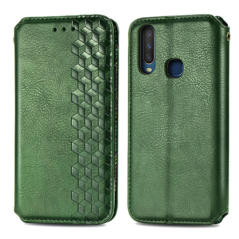 Custodia Portafoglio In Pelle Cover con Supporto S01D per Vivo Y11 Verde