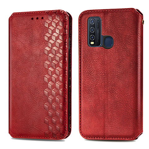 Custodia Portafoglio In Pelle Cover con Supporto S01D per Vivo Y50 Rosso