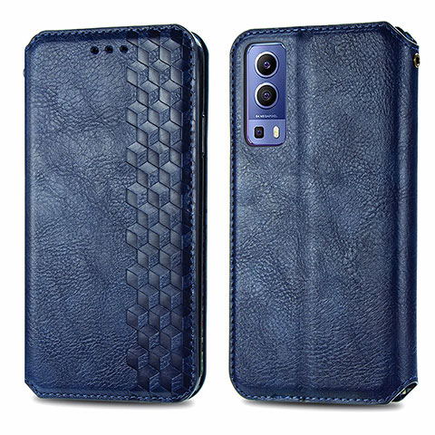 Custodia Portafoglio In Pelle Cover con Supporto S01D per Vivo Y72 5G Blu