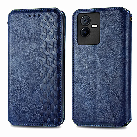 Custodia Portafoglio In Pelle Cover con Supporto S01D per Vivo Y73t Blu