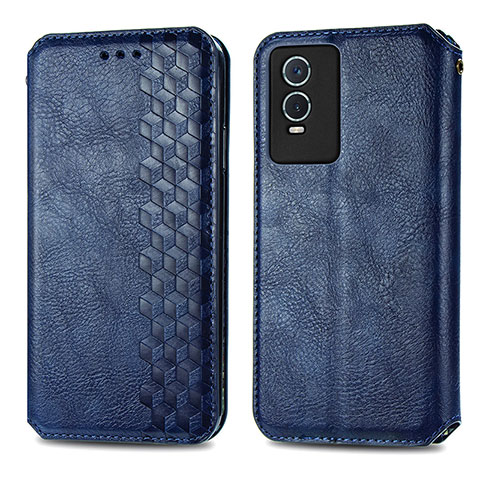 Custodia Portafoglio In Pelle Cover con Supporto S01D per Vivo Y74s 5G Blu