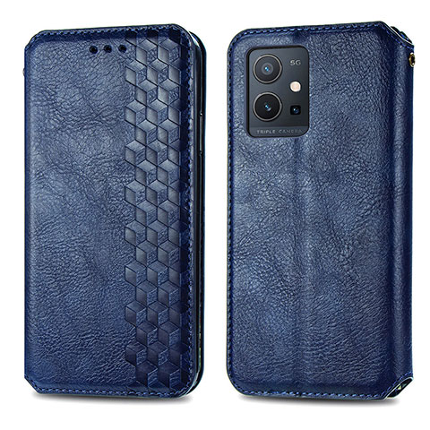 Custodia Portafoglio In Pelle Cover con Supporto S01D per Vivo Y75 5G Blu