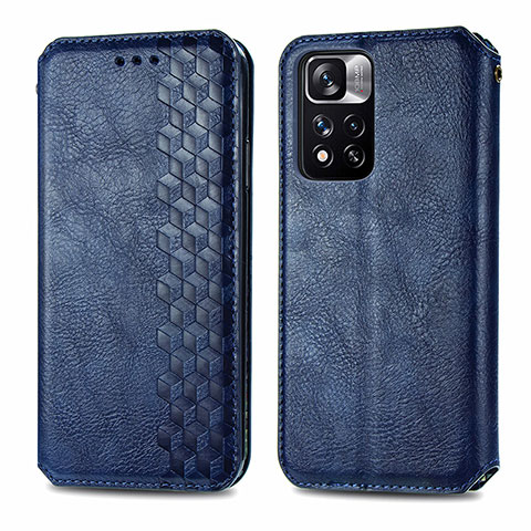 Custodia Portafoglio In Pelle Cover con Supporto S01D per Xiaomi Mi 11i 5G (2022) Blu