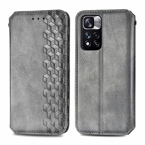 Custodia Portafoglio In Pelle Cover con Supporto S01D per Xiaomi Mi 11i 5G (2022) Grigio