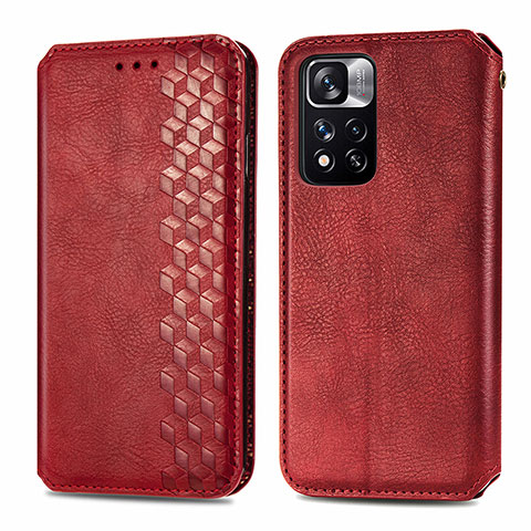 Custodia Portafoglio In Pelle Cover con Supporto S01D per Xiaomi Mi 11i 5G (2022) Rosso