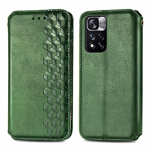 Custodia Portafoglio In Pelle Cover con Supporto S01D per Xiaomi Mi 11i 5G (2022) Verde