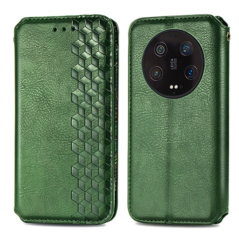 Custodia Portafoglio In Pelle Cover con Supporto S01D per Xiaomi Mi 13 Ultra 5G Verde