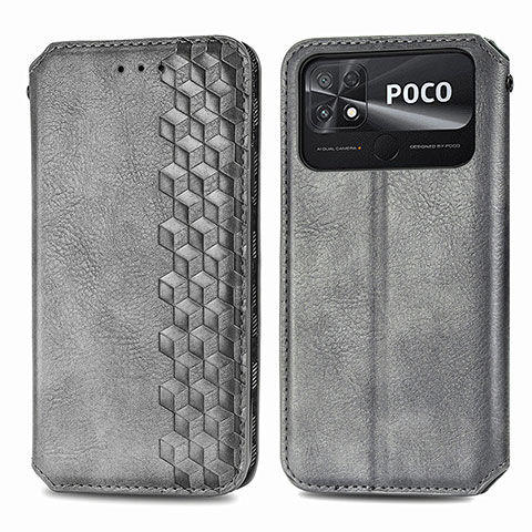 Custodia Portafoglio In Pelle Cover con Supporto S01D per Xiaomi Poco C40 Grigio