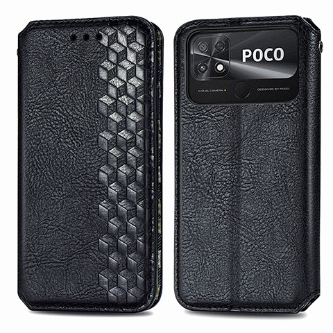 Custodia Portafoglio In Pelle Cover con Supporto S01D per Xiaomi Poco C40 Nero