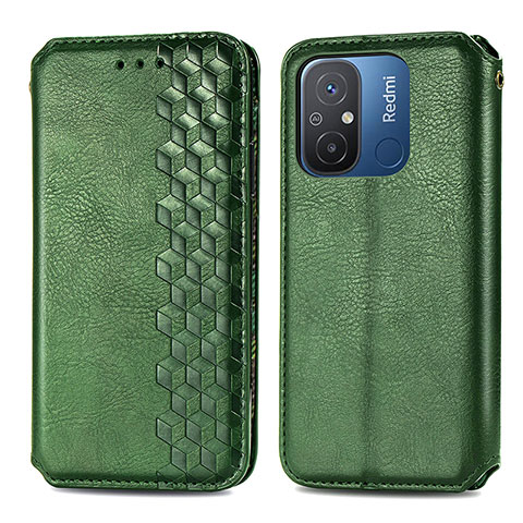 Custodia Portafoglio In Pelle Cover con Supporto S01D per Xiaomi Poco C55 Verde