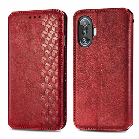 Custodia Portafoglio In Pelle Cover con Supporto S01D per Xiaomi Poco F3 GT 5G Rosso