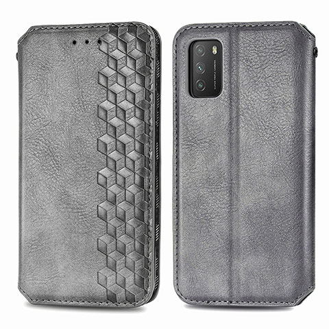 Custodia Portafoglio In Pelle Cover con Supporto S01D per Xiaomi Poco M3 Grigio