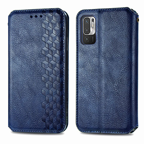 Custodia Portafoglio In Pelle Cover con Supporto S01D per Xiaomi POCO M3 Pro 5G Blu