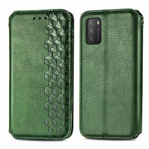 Custodia Portafoglio In Pelle Cover con Supporto S01D per Xiaomi Poco M3 Verde