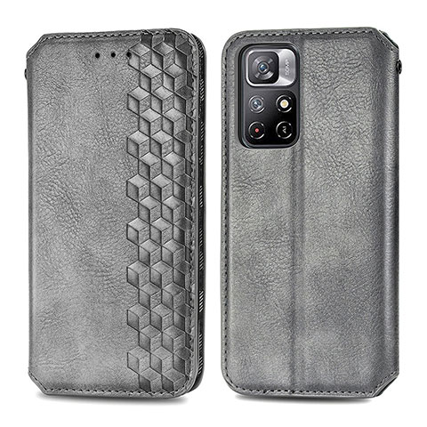 Custodia Portafoglio In Pelle Cover con Supporto S01D per Xiaomi Poco M4 Pro 5G Grigio