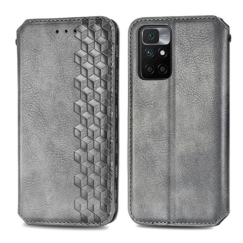 Custodia Portafoglio In Pelle Cover con Supporto S01D per Xiaomi Redmi 10 (2022) Grigio