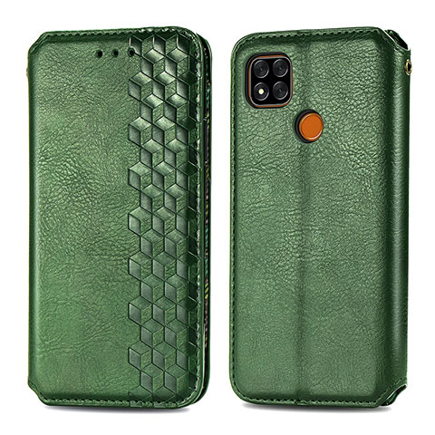 Custodia Portafoglio In Pelle Cover con Supporto S01D per Xiaomi Redmi 9C NFC Verde