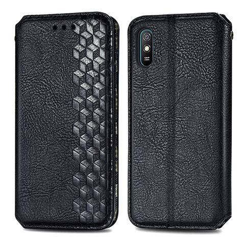 Custodia Portafoglio In Pelle Cover con Supporto S01D per Xiaomi Redmi 9i Nero