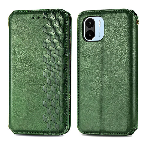 Custodia Portafoglio In Pelle Cover con Supporto S01D per Xiaomi Redmi A2 Plus Verde