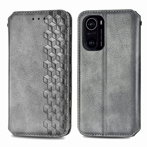 Custodia Portafoglio In Pelle Cover con Supporto S01D per Xiaomi Redmi K40 5G Grigio