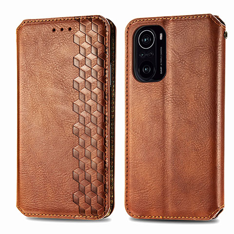 Custodia Portafoglio In Pelle Cover con Supporto S01D per Xiaomi Redmi K40 Pro 5G Marrone