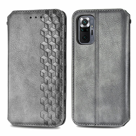 Custodia Portafoglio In Pelle Cover con Supporto S01D per Xiaomi Redmi Note 10 Pro 4G Grigio