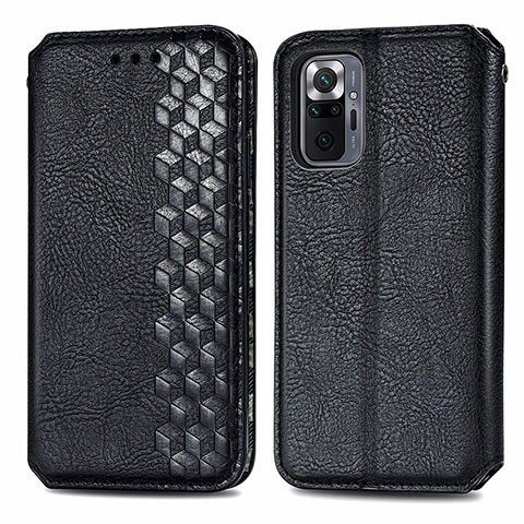 Custodia Portafoglio In Pelle Cover con Supporto S01D per Xiaomi Redmi Note 10 Pro 4G Nero