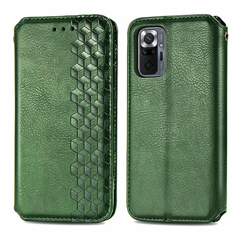 Custodia Portafoglio In Pelle Cover con Supporto S01D per Xiaomi Redmi Note 10 Pro 4G Verde