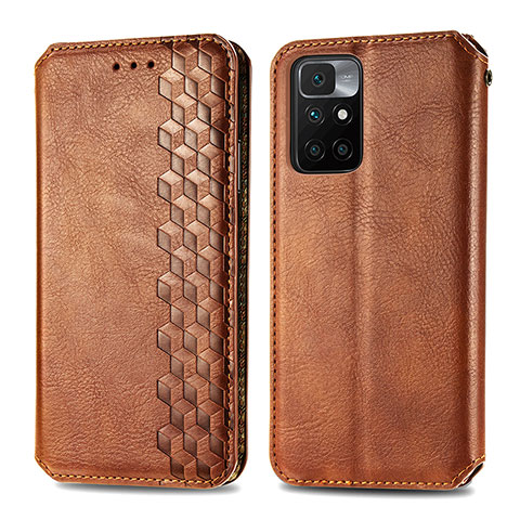 Custodia Portafoglio In Pelle Cover con Supporto S01D per Xiaomi Redmi Note 11 4G (2021) Marrone