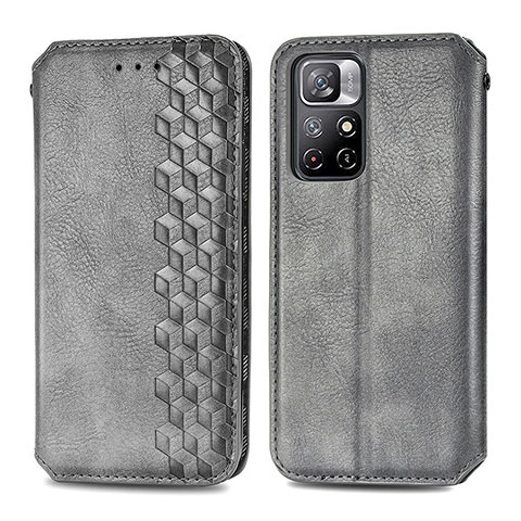 Custodia Portafoglio In Pelle Cover con Supporto S01D per Xiaomi Redmi Note 11 5G Grigio