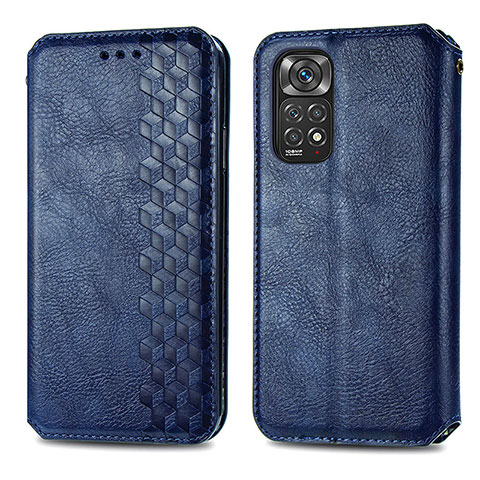 Custodia Portafoglio In Pelle Cover con Supporto S01D per Xiaomi Redmi Note 11 Pro 4G Blu