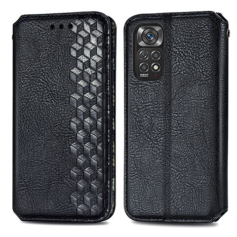 Custodia Portafoglio In Pelle Cover con Supporto S01D per Xiaomi Redmi Note 11 Pro 4G Nero