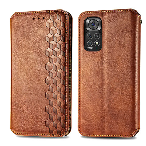 Custodia Portafoglio In Pelle Cover con Supporto S01D per Xiaomi Redmi Note 11 Pro 5G Marrone