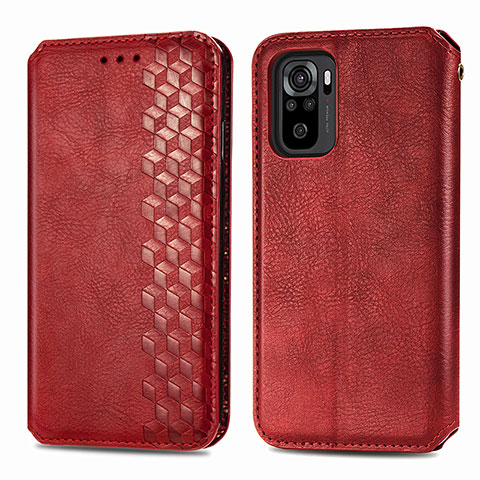 Custodia Portafoglio In Pelle Cover con Supporto S01D per Xiaomi Redmi Note 11 SE India 4G Rosso