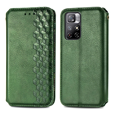 Custodia Portafoglio In Pelle Cover con Supporto S01D per Xiaomi Redmi Note 11S 5G Verde