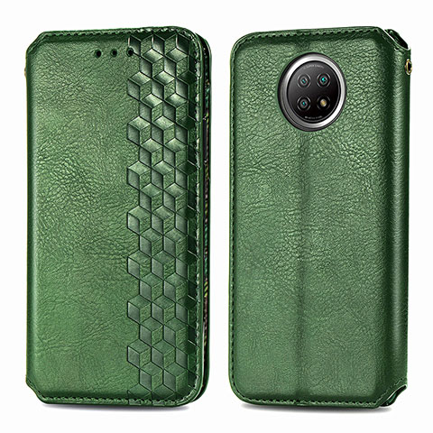 Custodia Portafoglio In Pelle Cover con Supporto S01D per Xiaomi Redmi Note 9 5G Verde