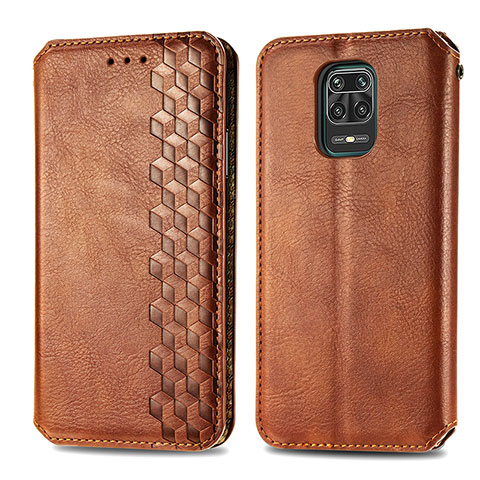 Custodia Portafoglio In Pelle Cover con Supporto S01D per Xiaomi Redmi Note 9S Marrone