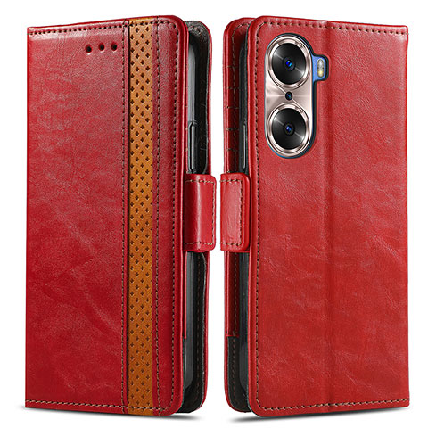 Custodia Portafoglio In Pelle Cover con Supporto S02D per Huawei Honor 60 5G Rosso